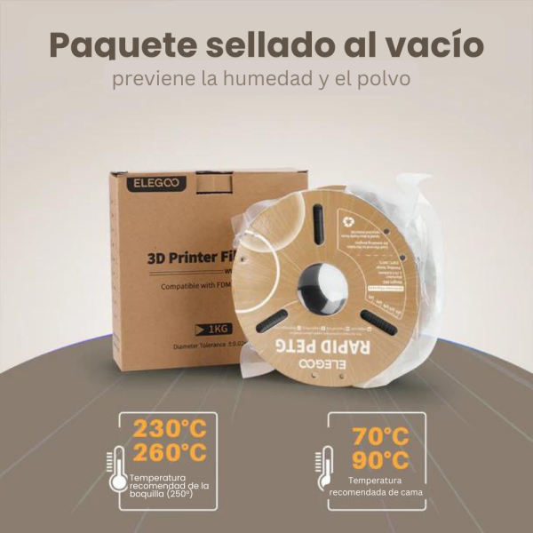 Filamento PETG Alta Velocidad Naranjo 1kg Elegoo - Imagen 2
