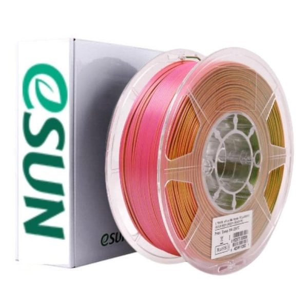Filamento PLA Seda Tricolor Oro Rojo Verde 1kg Esun