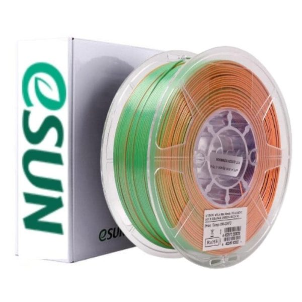 Filamento PLA Seda Tricolor Azul Naranjo Verde 1kg Esun