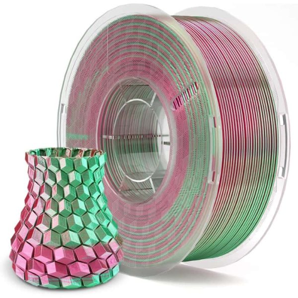 Filamento PLA Silk o Seda Bicolor Verde Rojo 1kg Elegoo